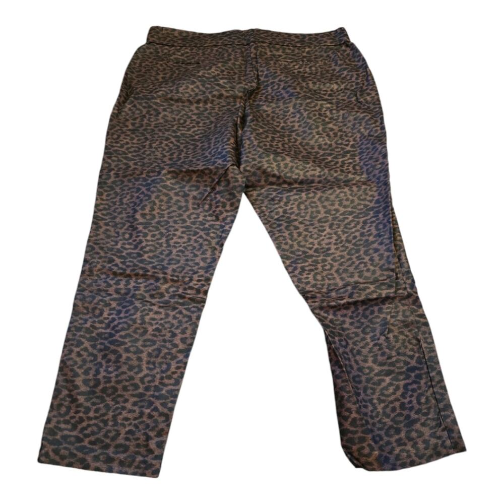 Ashley Stuart Leopard Print Stretch Pull On Straight‎ Leg Pants Plus Sz 22 24 3X